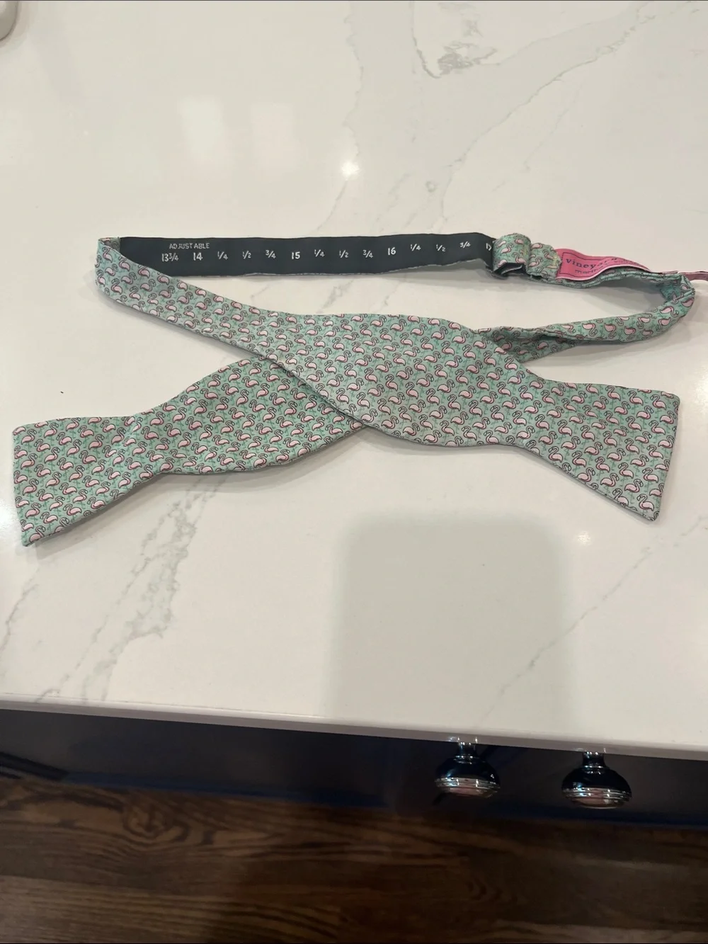 Vineyard Vines Mint Green Bow Tie with Pink Whale Pattern